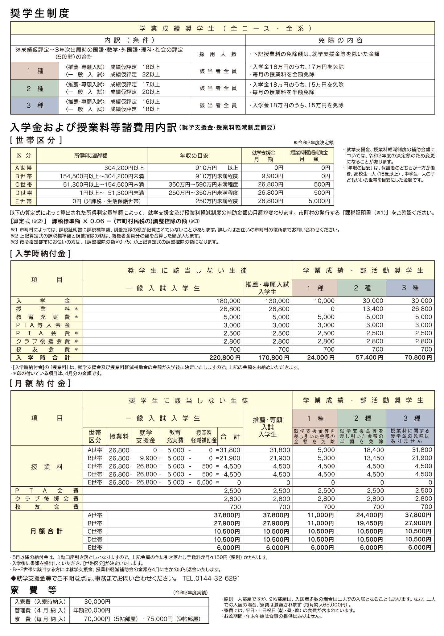 奨学金 必要経費 駒澤大学附属苫小牧高等学校